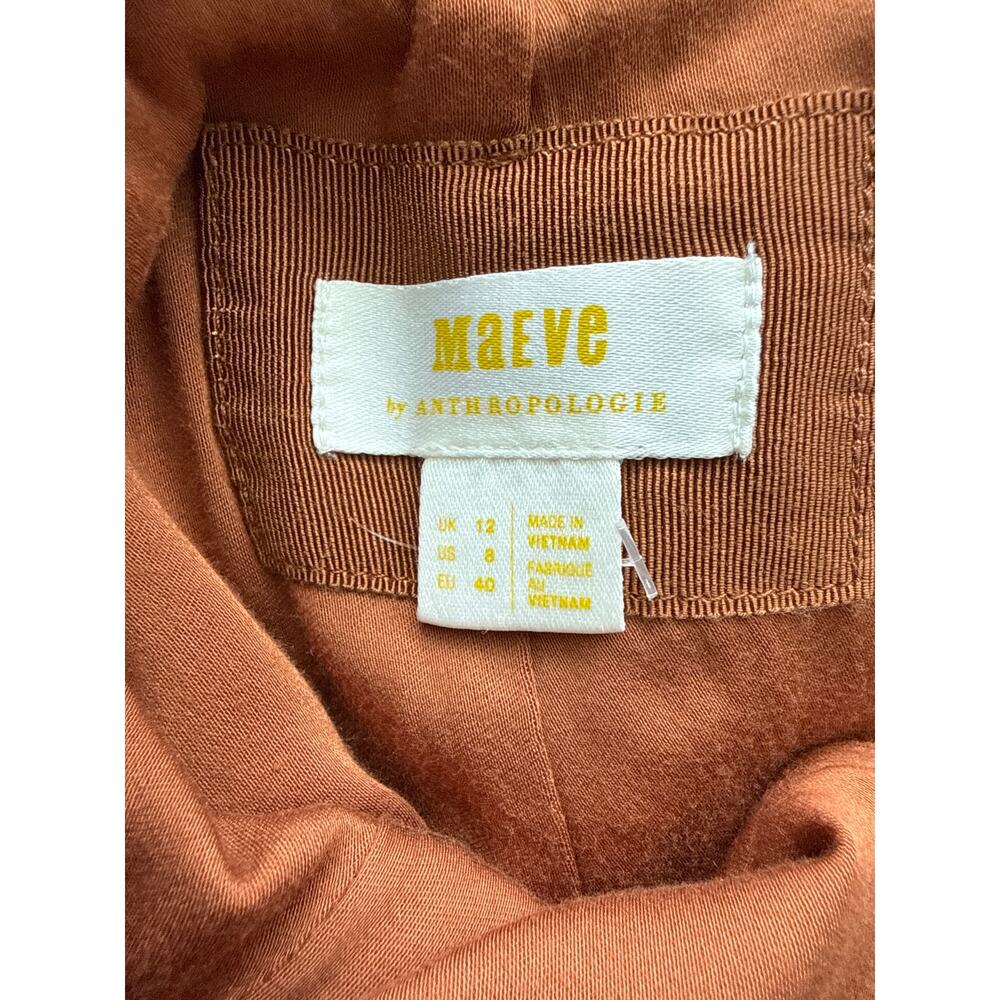 Anthropologie Maeve Halter Linen-Blend Mini Dress Brown Size 8 - Picture 8 of 11